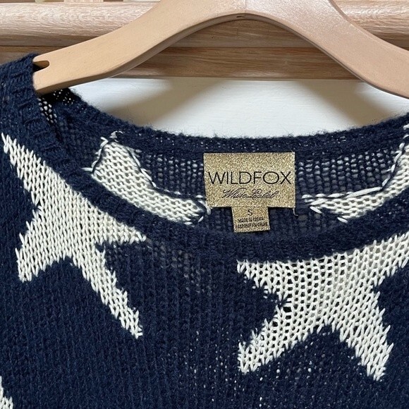 Wildfox White Label Seeing Star Distressed Lennon Sweater in Dark Navy S NWOT - Picture 5 of 10